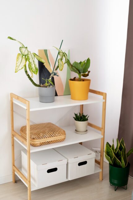 Estantería de madera y melamina blanca 2
